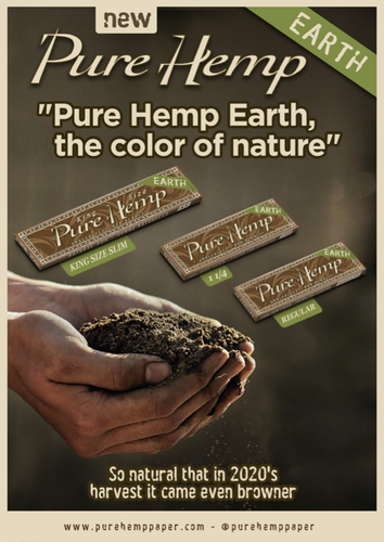 Pure Hemp Rolling Paper Earth Single Wide (69mm) Regular Size (Full Box of 50)