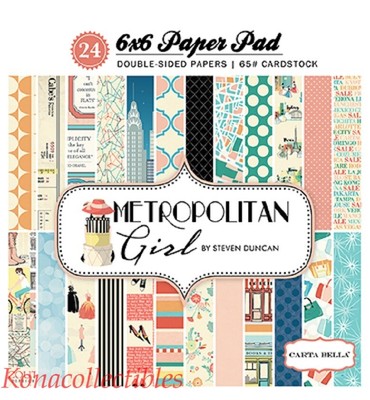 Echo Park Carta Bella Metropolitan Girl 6x6 Paper Pad 24 dbl-sided New!