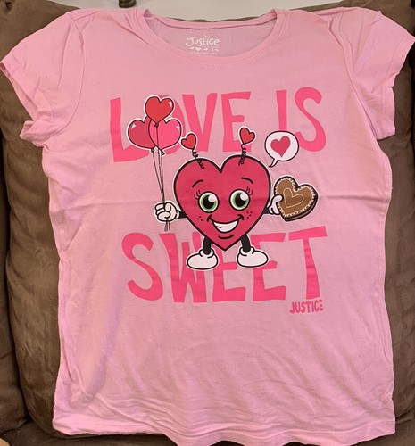 JUSTICE T-SHIRT SIZE 14 LOVE IS SWEET PINK SUPER CUTE!! | eBay