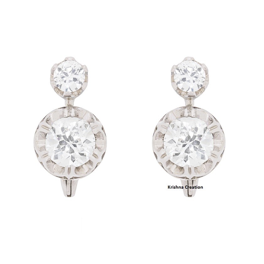 Feature two Claw Set 4.00 TCW Round Moissanite VVS1 925 Sterling Silver Earrings