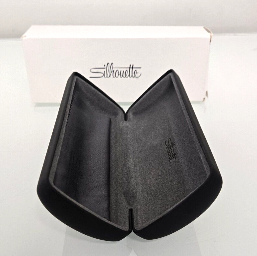 NEW!! Authentic  Silhouette  Black Hard Clamshell Eyeglasses Case with Cloth!