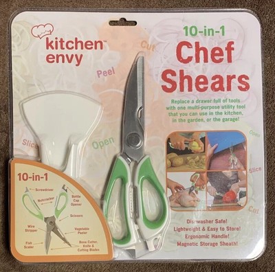 Kitchen Envy 10-in-1 Chef Shears Peeler Scaler Opener+ Dishwasher Safe BRAND NEW