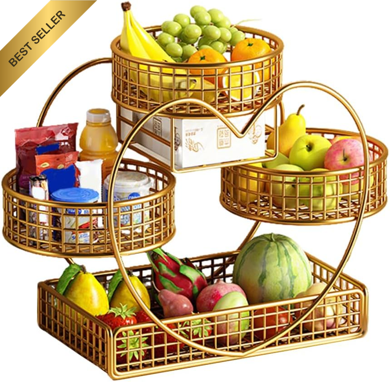 Tiered Fruit Basket,Dining Table Storage Rack,With Tissue Box,Large Capacity Kit