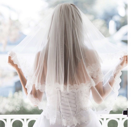 Bridal Wedding Veil 2 Tier Comb With Scallope