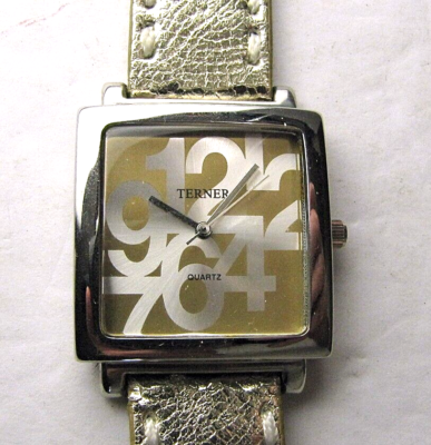 Quartz Analog Square Watch Gold Leather Band Seconds Hand Bijoux