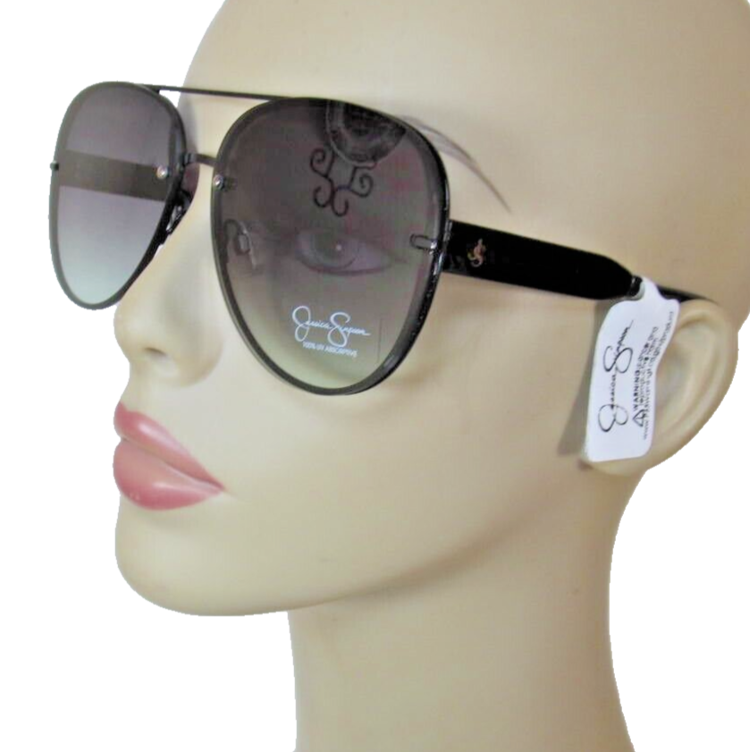 JESSICA SIMPSON Black Teardrop Aviator Sunglasses Gold JS Logos J6354-BLK JESSICA SIMPSON Black Teardrop Aviator Sunglasses Gold JS Logos J6354-BLK