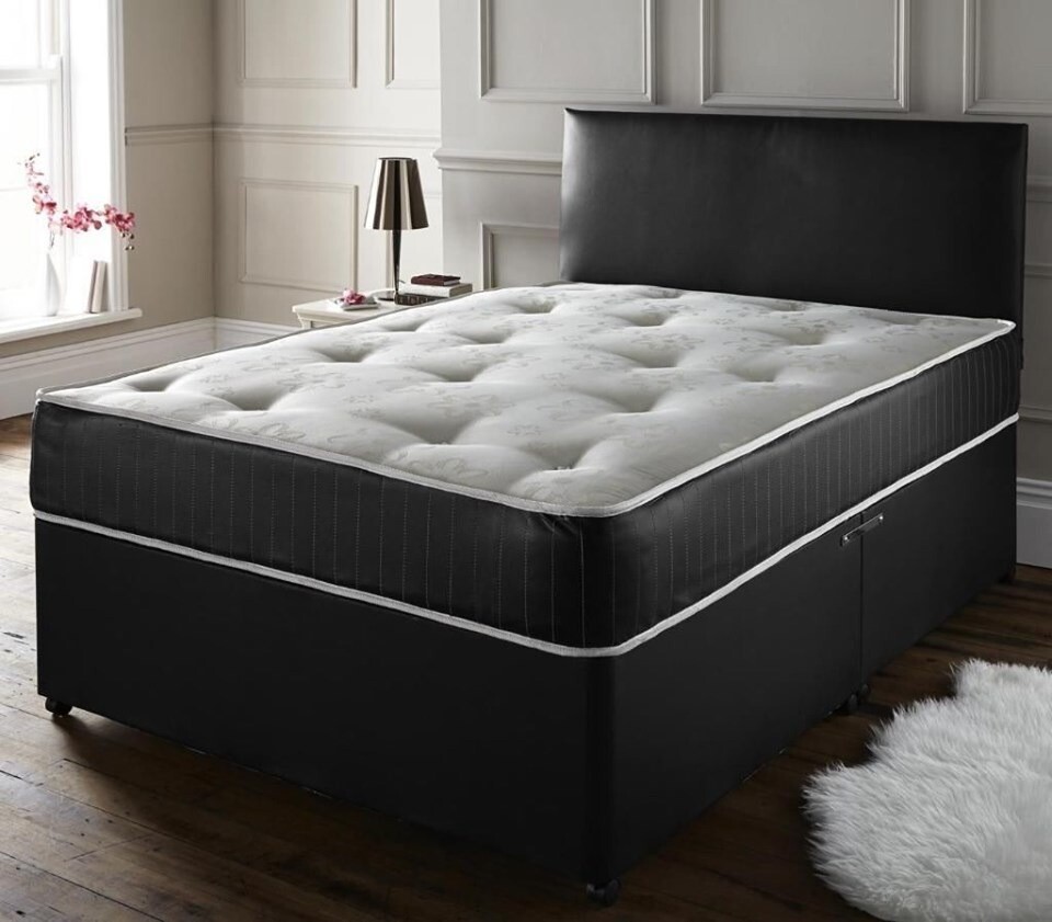 BRAND NEW SINGLE DOUBLE KINGSIZE DIVAN BED BASES IN BLACK/GREY