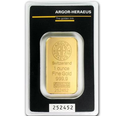 Special Price! 1 Oz Gold Bar Argor Heraeus .9999 Gold In Sealed Assay Card #A314
