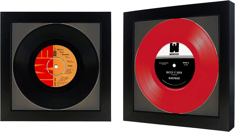 2 Pack, 45 Single 6 7/8" Vinyl Record Frame,Display 45 Rpm Vinyl Record with Mat