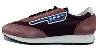 Prada Maroon Suede and Nylon Sneakers Size US 10.5 Made in Italy