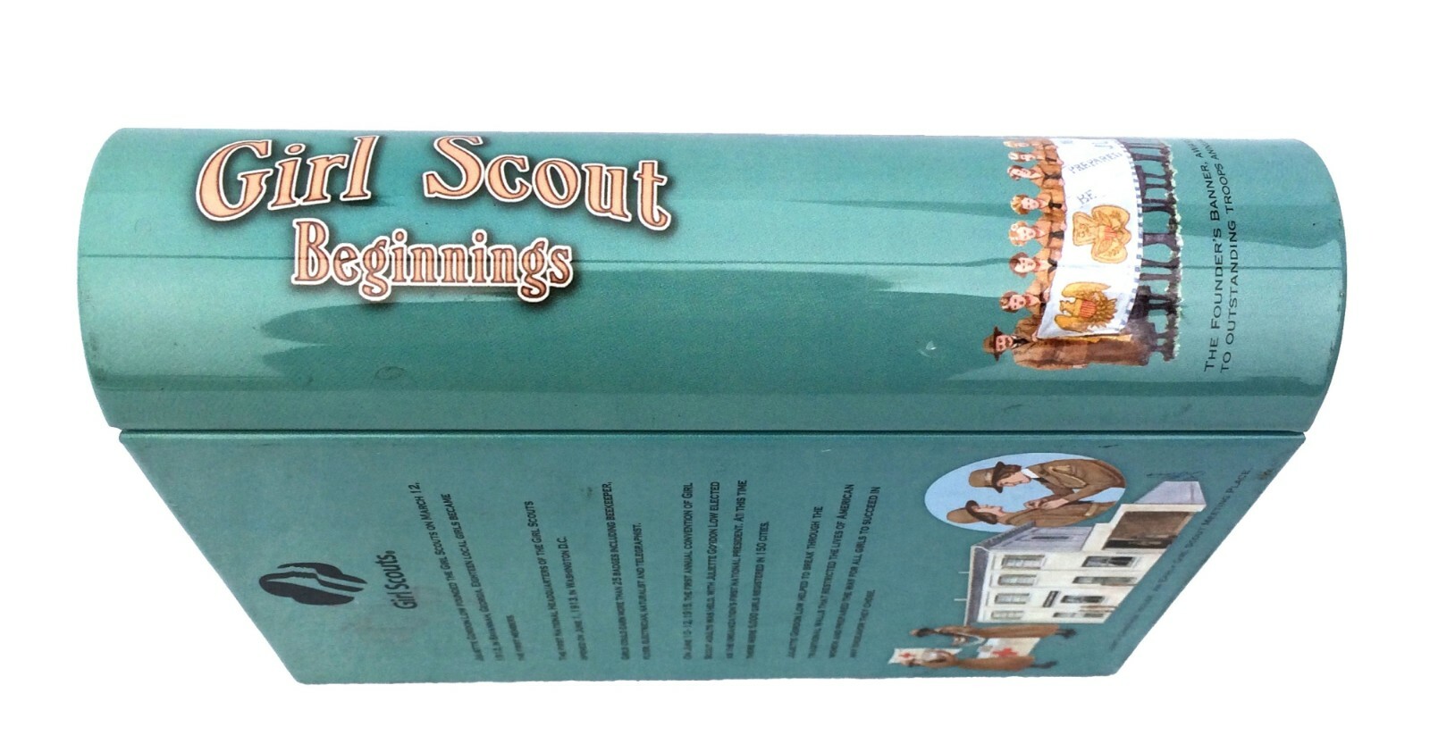 Girl Scout Beginnings Tin Book Container Juliette Low Commemorative Box