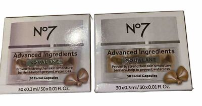 2x No7 Advanced Ingredients Squalane 30 Facial Capsules (60 Total) Ends Dryness