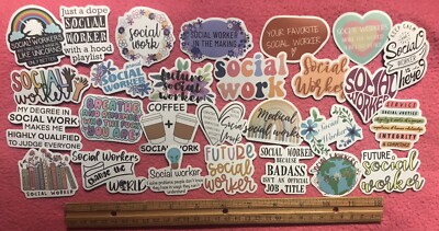 LOT OF 50 pcs SOCIAL WORKERS Stickers Decals mental health wellness counseling