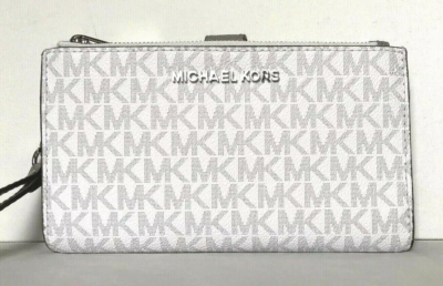 Michael kors white wallet with silver hardware deals