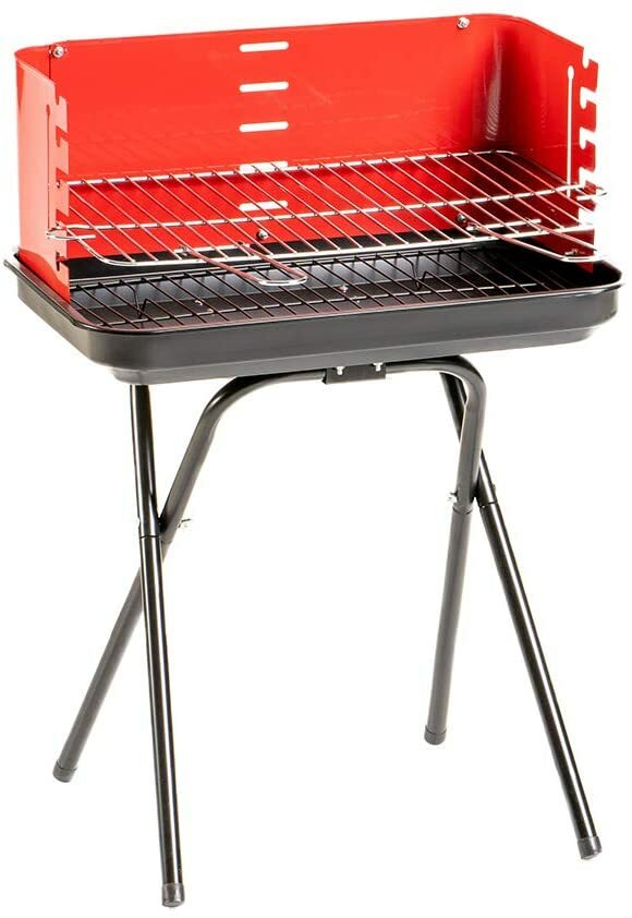 Barbecue a Carbone Rettangolare con Struttura Pieghevole E Griglia in Acciaio