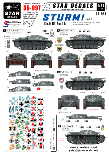 Star Decals 1/35 STURM! Part 3 STuG III Ausf B decal 35997 x
