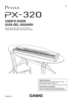 Users Guide & Instructions for Casio Privia Digital Piano Keyboard -Model PX-320