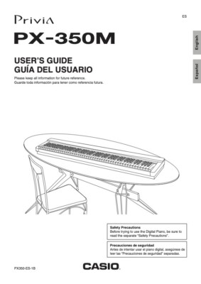 Users Guide Instructions for Casio Privia Digital Piano Keyboard -Model PX-350M