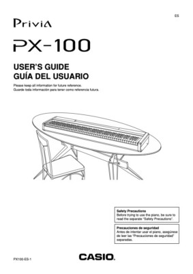 Users Guide & Instructions for Casio Privia Digital Piano Keyboard -Model PX-100