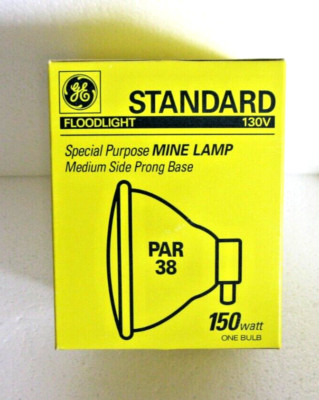 GE 150W FLOOD LIGHT BULB LAMP PAR38 Mine Light Side Prong 150PAR/3FL USA 19505