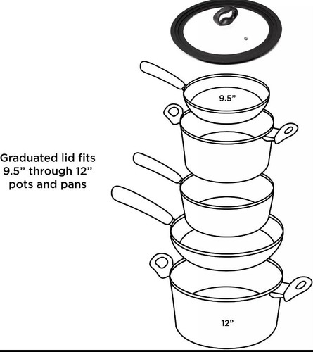 Universal Lid for Pots and Pans, Fits 9.5-Inch to 12-Inch Cookware