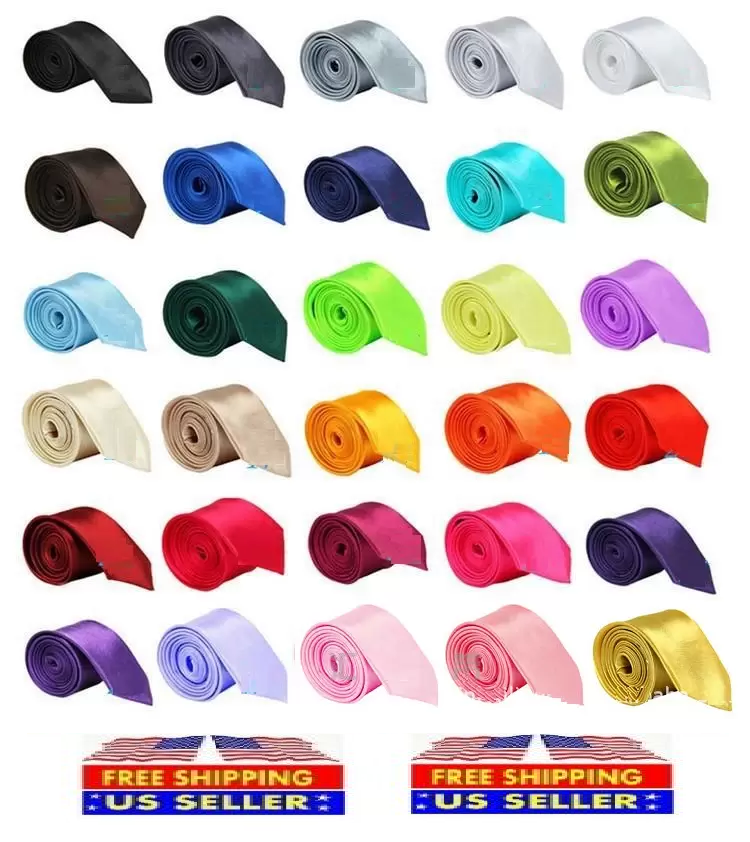 SKINNY NECK TIE Solid Casual Plain Slim Suit 2"  Wedding Party Free Shipping NEW