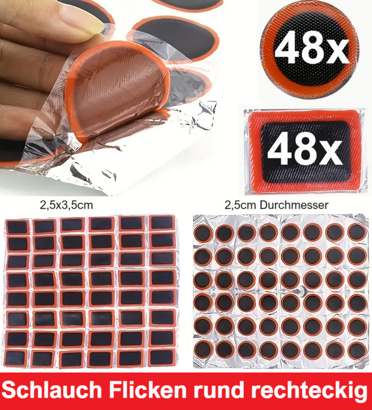 Fahrradflicken Rund Eckig Flicken Flickzeug Reparatur Reifen Schlauchflicken Set