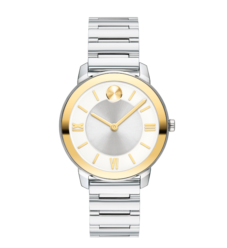 Pre-owned Movado Bold 3600592 Two-tone Dial Silver Stainless Steel Bracelet Ladies Watch