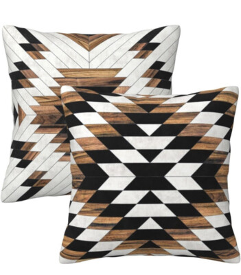 Farmhouse Throw Pillow Covers 18x18 18 x 18-Inch Tribal Aztec Western Wooden