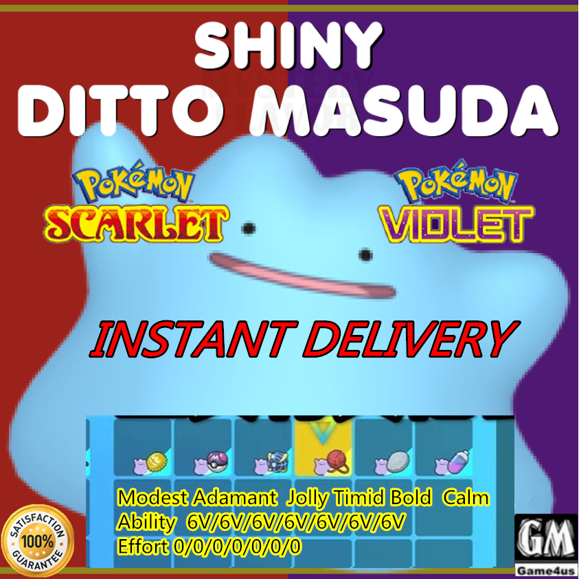 6 x SHINY DITTO 6IV🌟Foreign Shiny DITTO MASUDA 6 NATURES POKEMON SCARLET&VIOLET