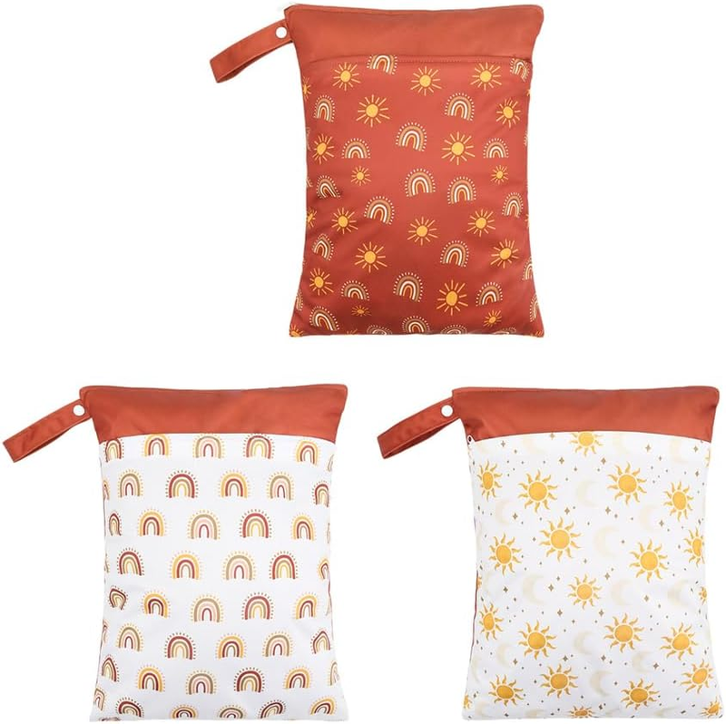 3 Pack Wet Dry Bags, Waterproof Reusable Bags with Dual Compartments for Cloth D