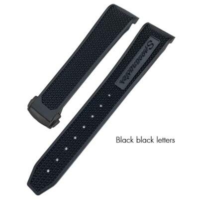 20mm Rubber Watch Strap For Omega SpeedMaster / Moonwatch / Moonswatch / Black 