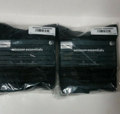 Amazon Essentials 6 Pairs Women's Crew Black Socks size 6-9