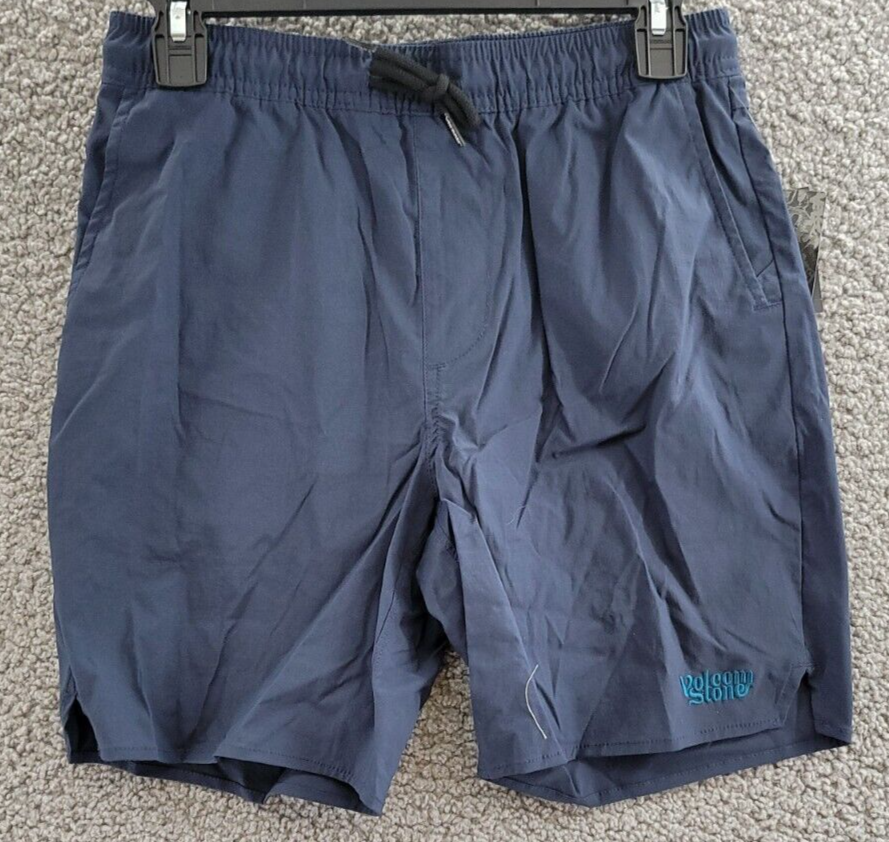 Volcom New Aged Stone Elastic Waist Shorts Boys 8-20 Navy Pockets Drawcord Logo~ - Picture 1 of 16