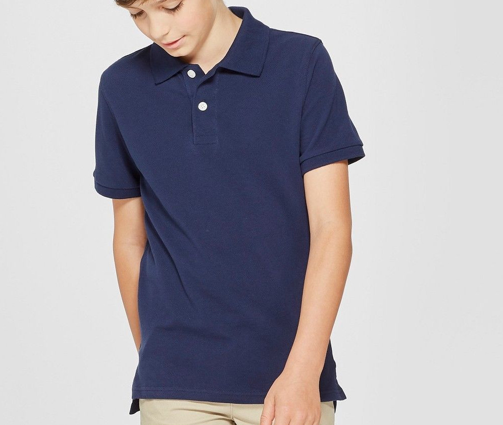 Cat & Jack School Uniform Boys Small 6/7 Short Sleeve Shirt Polo Blue