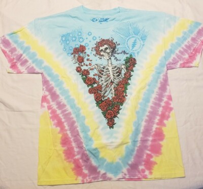 Brand New Liquid Blue Grateful Dead ''Rose Garden'' Tie Dye T-shirt Size L