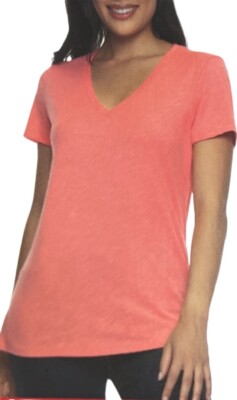 Felina Women's V-Neck Short Sleeve Slub Knit Tee S-XXL NWT