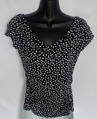 White House Black Market WHBM Womens V-neck Ruched Blouse Top Sz Small NWOT