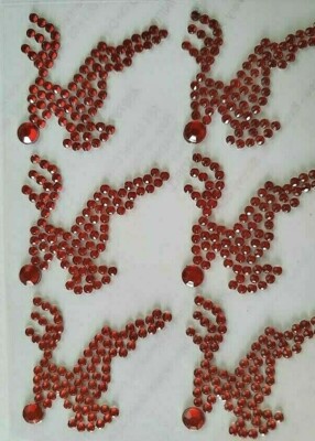 CraftbuddyUS 6pcs 2in RED REINDEER Diamante Self Adhesive Rhinestone Gems, DIY
