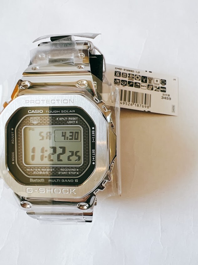Pre-owned Casio Gmw-b5000d-1jf G-shock Bluetooth Men's Watch Silver Japan Full Metal