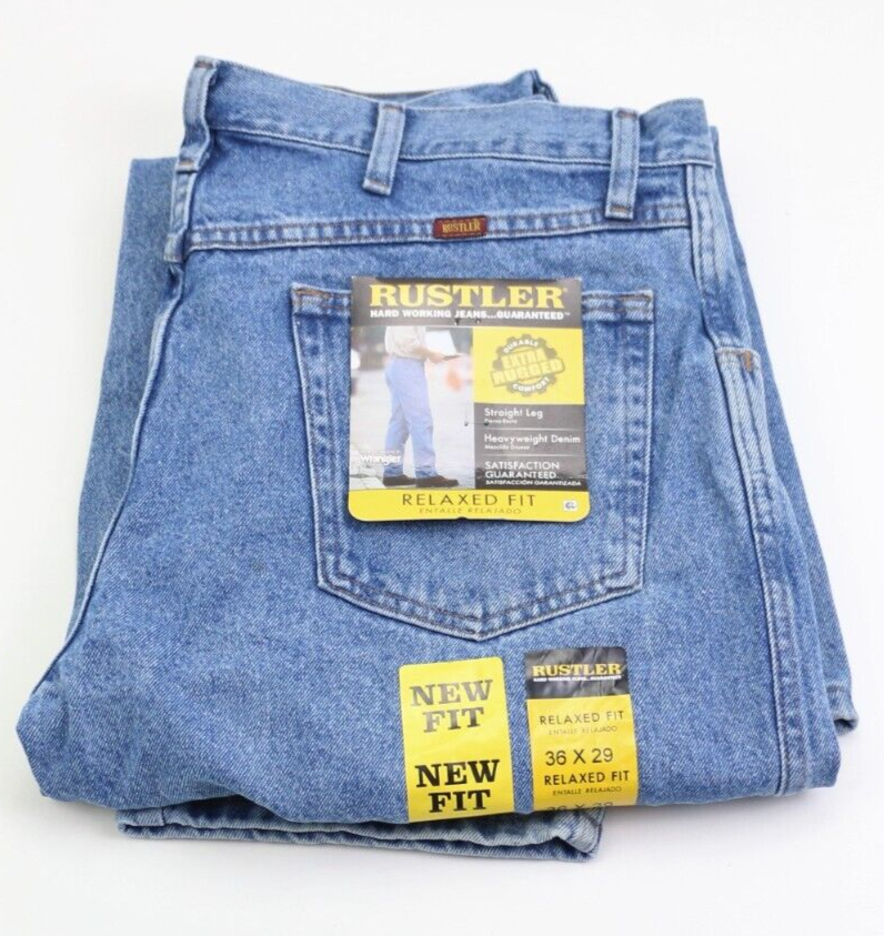 

Мужские джинсы Rustler By Wrangler Relaxed Fit Straight Leg W36 L29 Rugged New, Синий