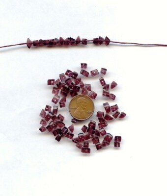 72 VINTAGE GLASS AMETHYST HANDMADE 5x8mm. SMOOTH TRIANGLE CHIP BEADS 4204