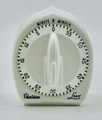 Robertshaw Lux Vintage Minute Minder Atomic Rocket Dial Knob Timer Bright White