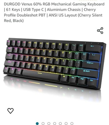 DURGOD Venus 60% RGB Mechanical Gaming Keyboard | 61 Keys | USB Type C |...