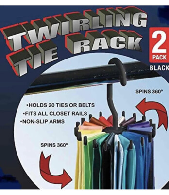 2 X 2pk Closet Complete Twirling Tie Rack Belt Organizer Holds 40 Easy Storage