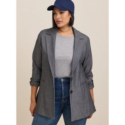 Torrid NEW Studio Luxe Long Line Gray Blazer - Women s Plus Size 3 (22/24 or 3X)