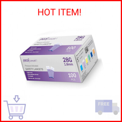 Medt - Pressure Activated Safety Lancets 28G x 1.8mm - Gamma Ray Sterilized, Ide