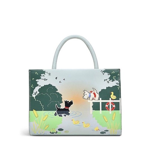 Pre-owned Radley Brand  Picture Small Grab Bag & Medium Purse Set- Wild Swimming In Blue