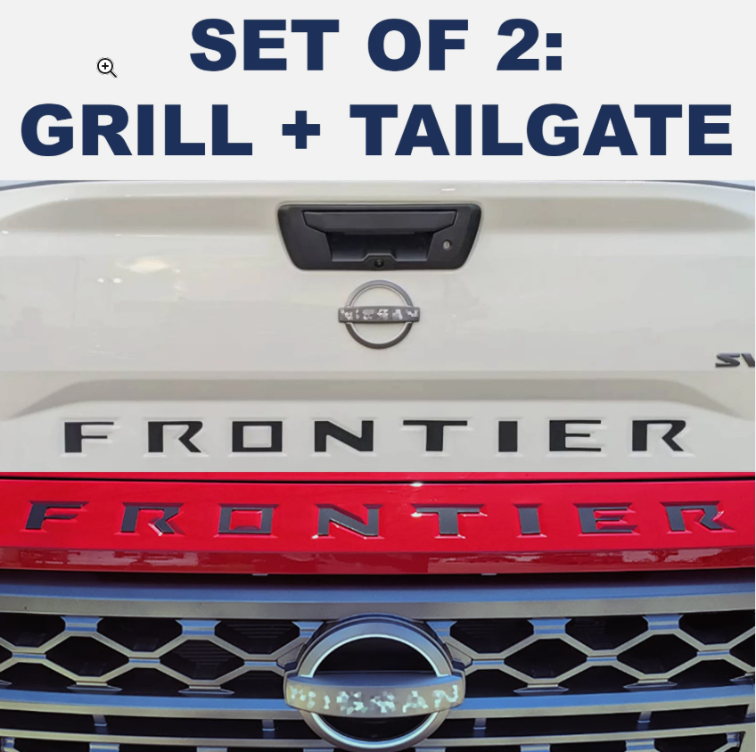 VINYL SET OF 2: TAILGATE + HOOD Gloss Black Letters 2022 2023 2024 Frontier