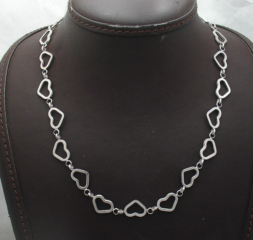 Pre-owned Bestgoldshop Open Heart Chain Necklace With Toggle Clasp Real 14k White Gold All Sizes